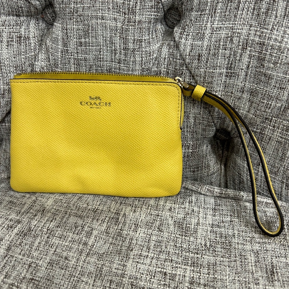Coach Vibrant Yellow Wristlet Clutch